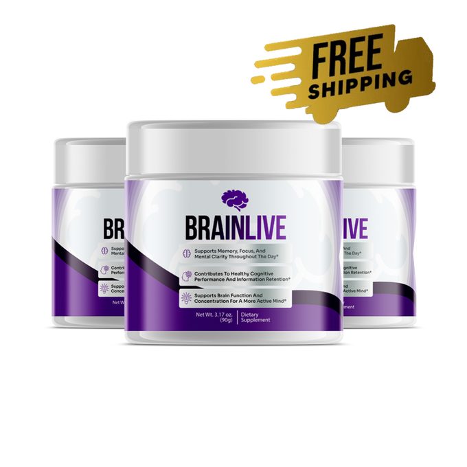 Three jars of BrainLive, a 90-day supply